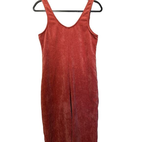 ModCloth As You Wish Jumpsuit Cropped Wide Leg Overalls Corduroy Pink Size Small - Picture 7 of 11